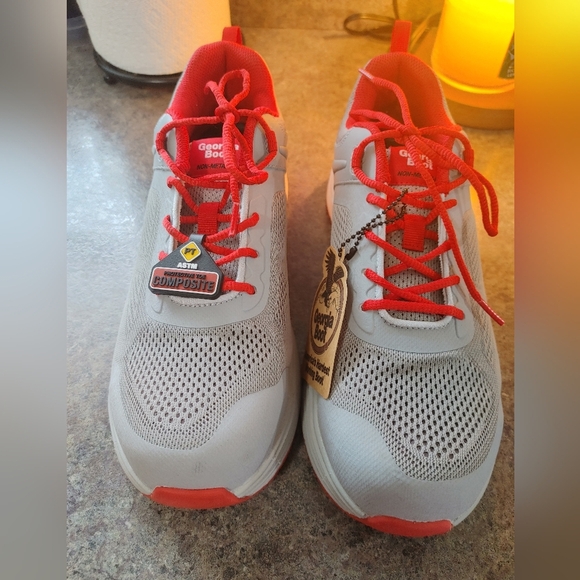 Men's Gray and Red George Shoes With Composit Toe, Size 9.5 - Picture 1 of 5